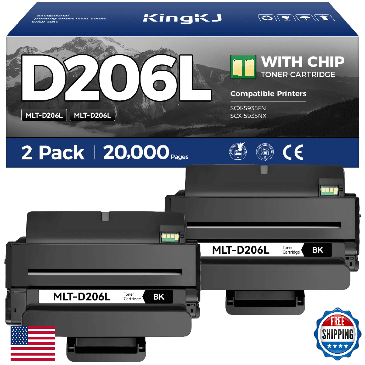MLT-D206L Toner Cartridge Black 2-Pack High-Yield Replacement for Samsung MLT-D2 - Image 1