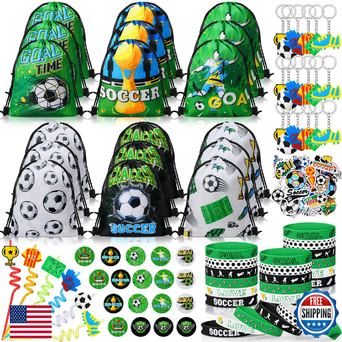 Sadnyy 140 Pcs Soccer Football Party Favors Decorations Supplies Birthday - Image 1