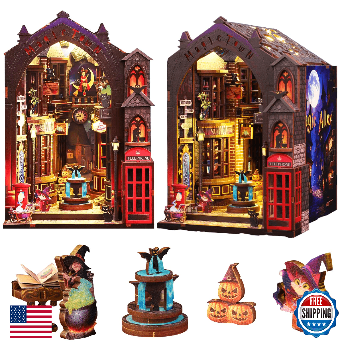 BookTop Book Nook Kit, DIY House Building kit Magic Alley 3D Wooden Puzzle with - Image 1