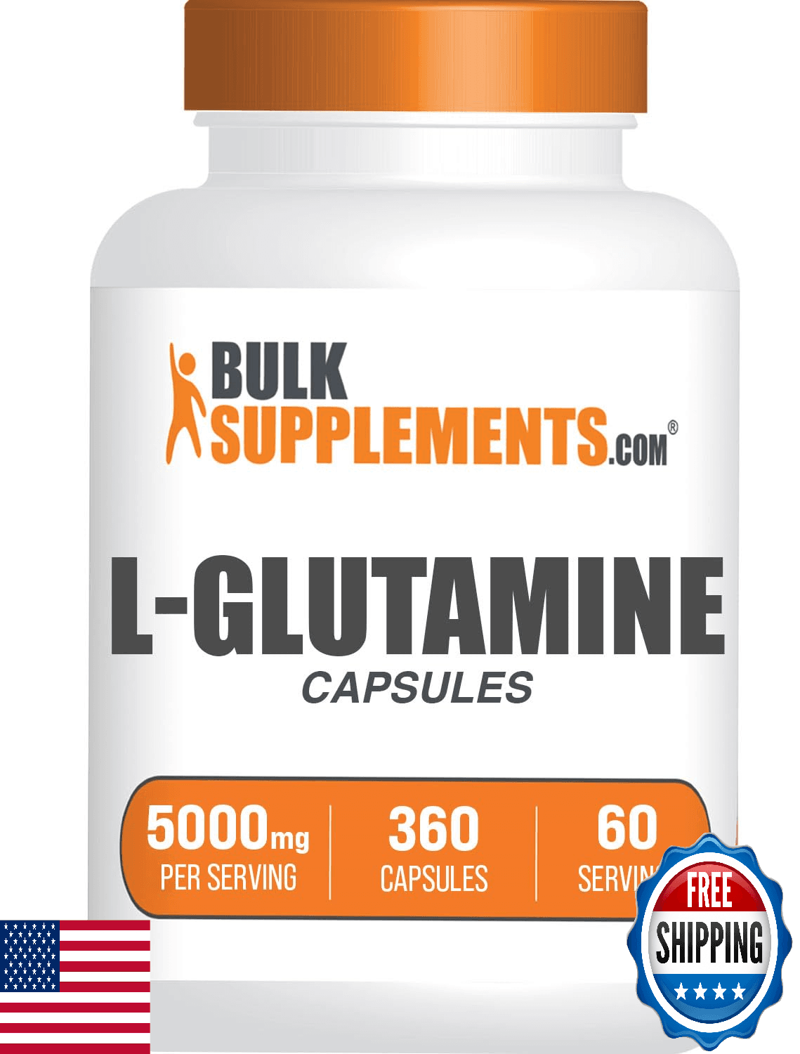 BulkSupplements L-Glutamine Capsules 5000mg Amino Acid Supplement - Image 1