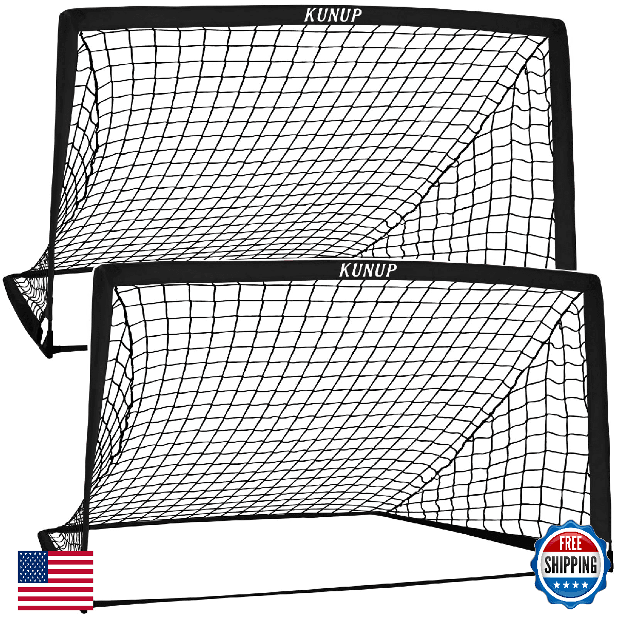 2 of 5×3 6x4 9x5 FT Portable Kids Soccer Goals Set, Foldable Soccer Practice Net - Image 1