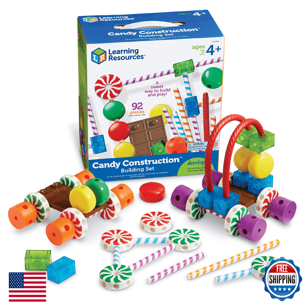 Learning Resources Candy Construction Building Set - 92 Pieces, Ages 4+, Fine Mo - Image 1