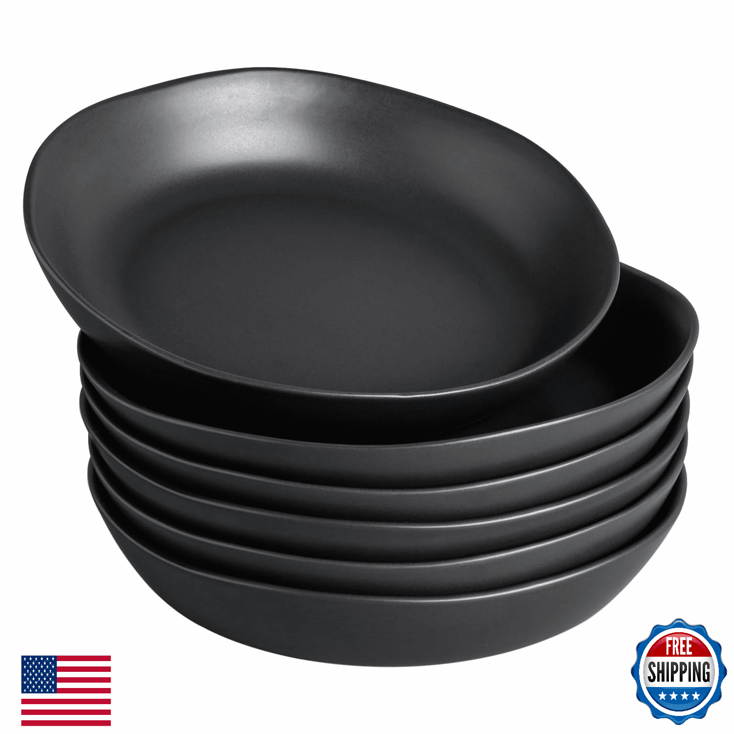 AmorArc 9.75" Large Ceramic Pasta Bowls 38oz Set of 6 Wide Serving Bowls - Image 1