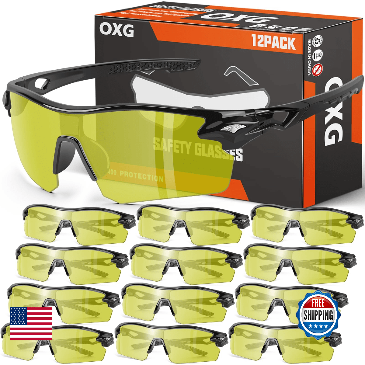 OXG 12 Pack Safety Glasses for Men Women, ANSI Z87.1 Safety Goggles Impact Resis - Image 1