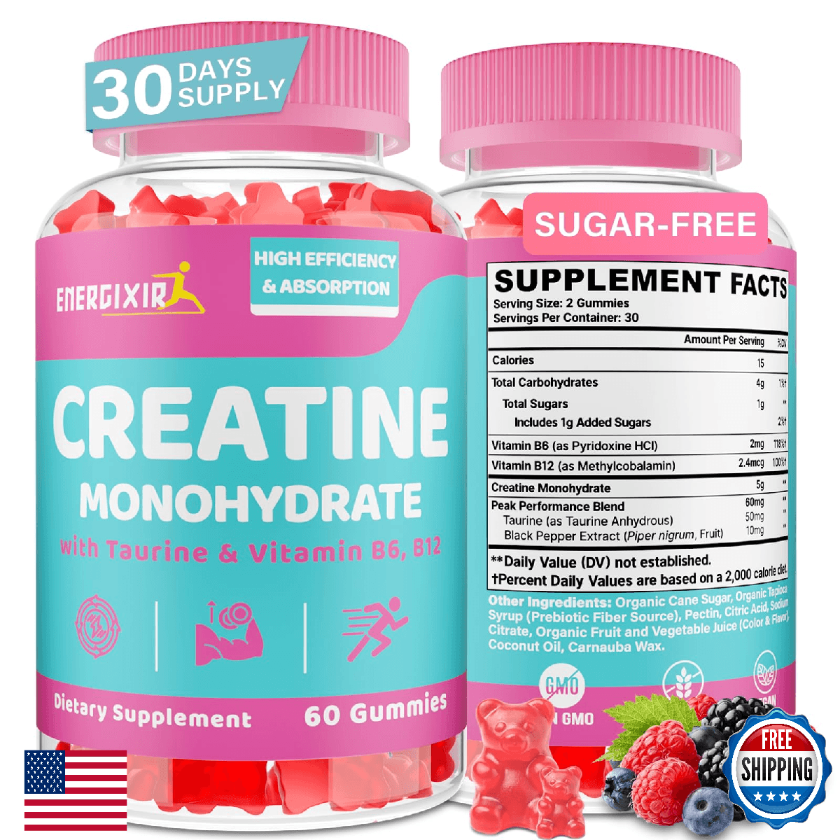 Creatine for Women, Creatine Monohydrate Gummies - No Bloating - Pre and Post Wo - Image 1