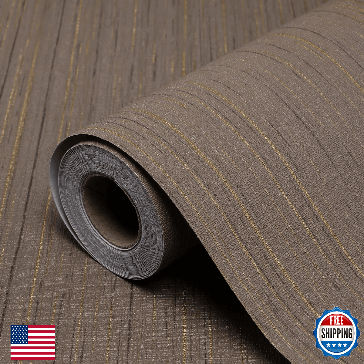 Biyoee Brown Grasscloth Peel & Stick Wallpaper Texture Contact Paper 15.7"x300" - Image 1