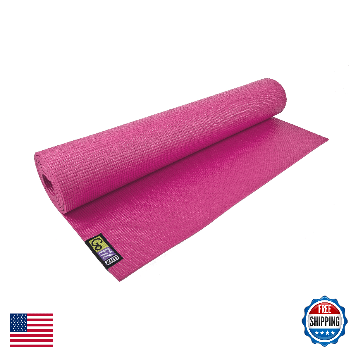 GoFit GF-YOGA-PK Pink Yoga Mat w/ Pose Chart, 3.5mm, 24"x 68" - Image 1