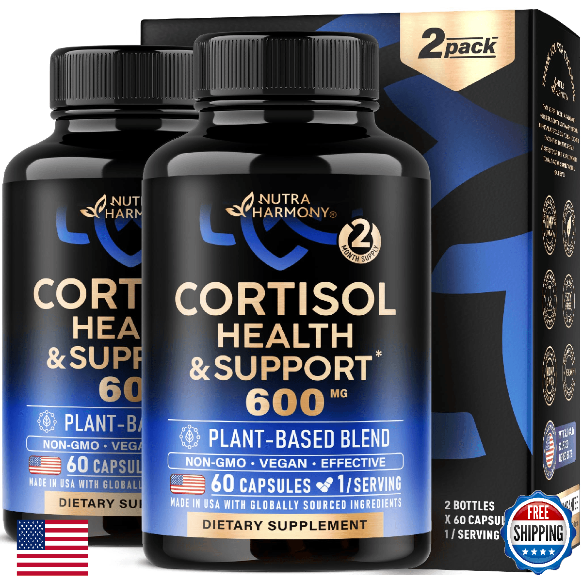 Cortisol Supplement for Women - Holy Basil | Ashwagandha | Rhodiola | L-Theanine - Image 1