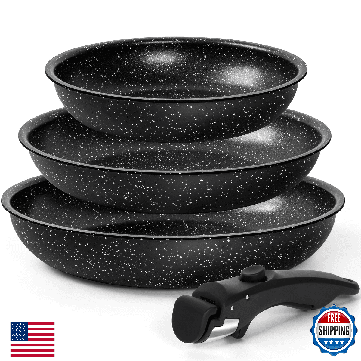 MICHELANGELO Nonstick Frying Pan Set, Non Toxic Frying Pans with Removable Handl - Image 1