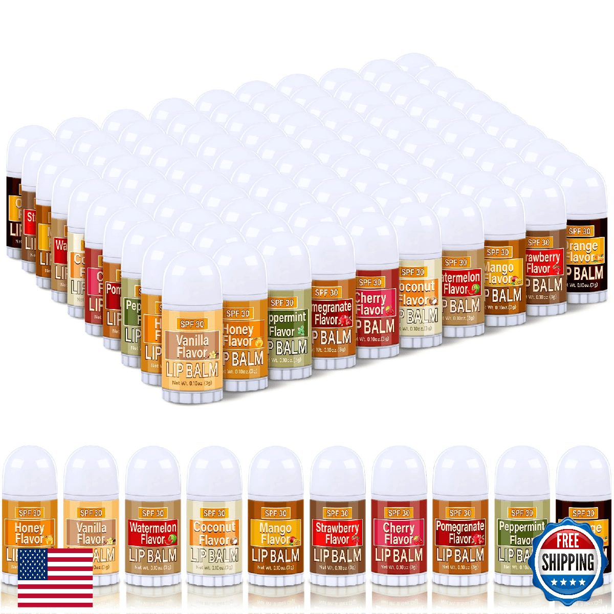 Dimsile 100 Mini Lip Balms SPF 30 Bulk Assorted Flavors Moisturizing Sun Protect - Image 1