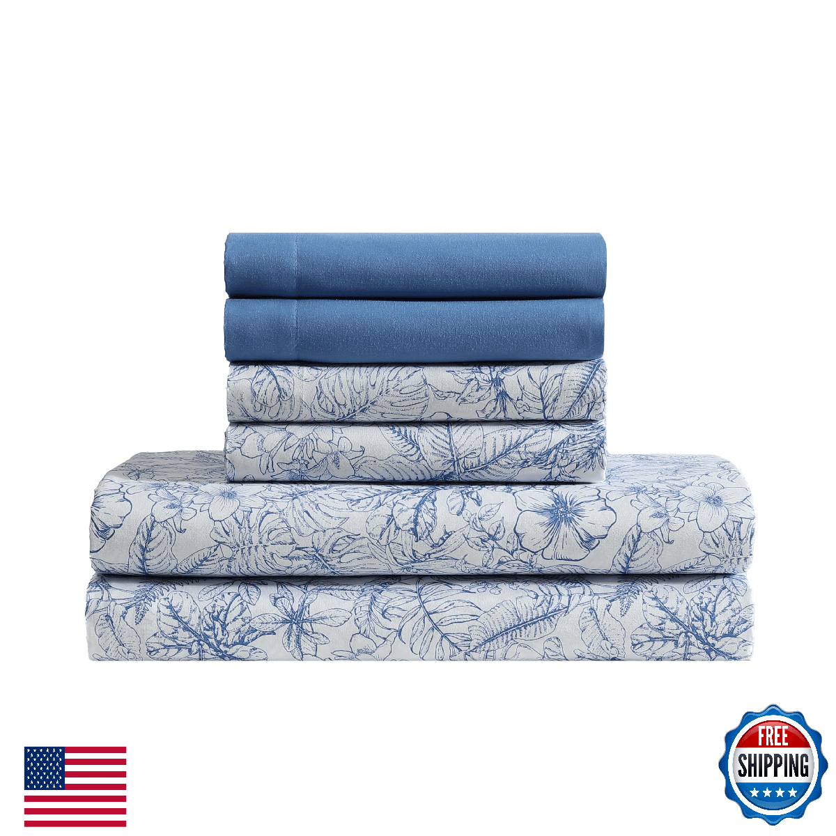 Caribbean Joe 6-Piece Sheet Set with Cooling Pillowcases, 12-inch Deep Pockets, - Image 1