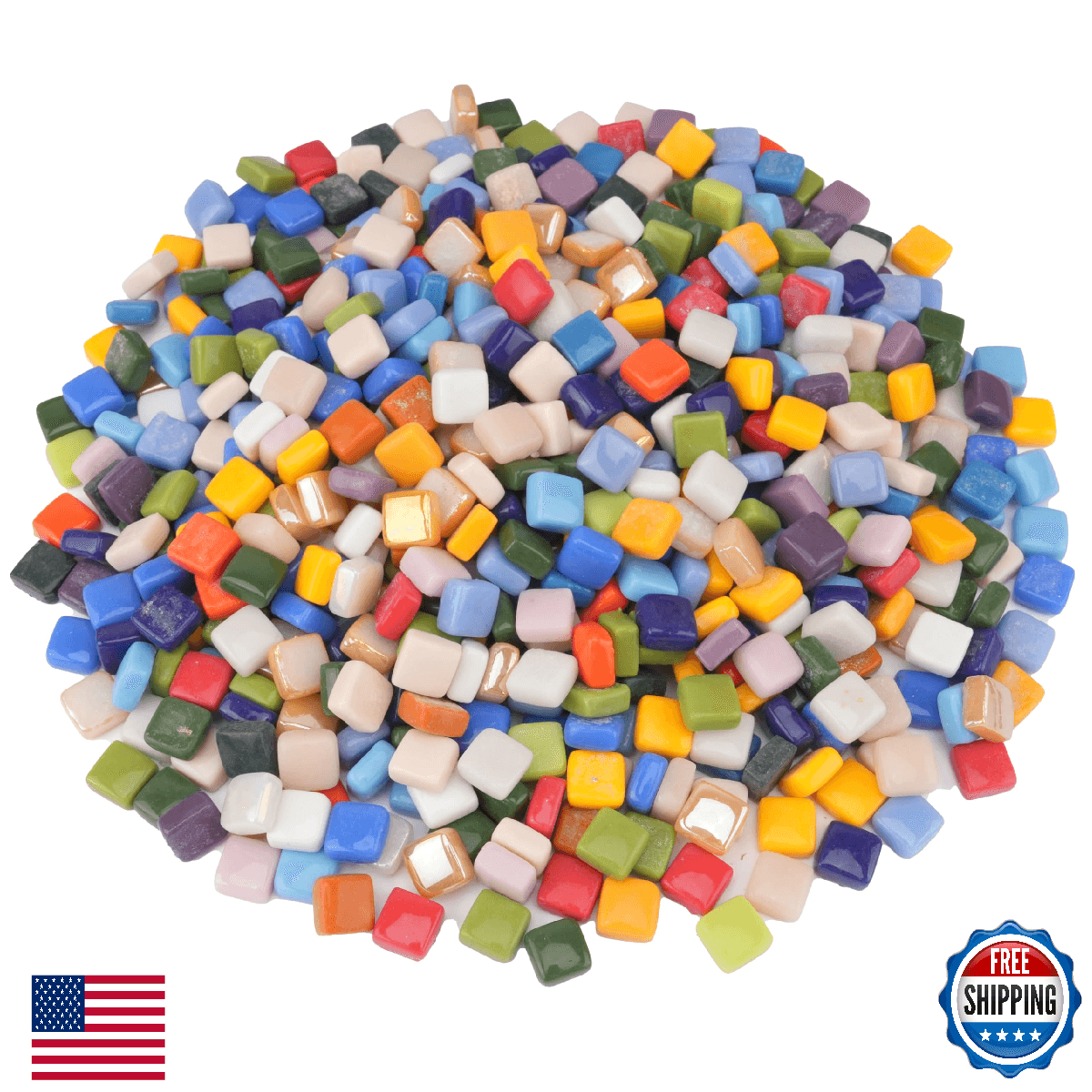 Samjobroad 2.5 lb Small Square Mosaic Tiles for Crafts, 10 x10mm Mixed Mosaic Pi - Image 1