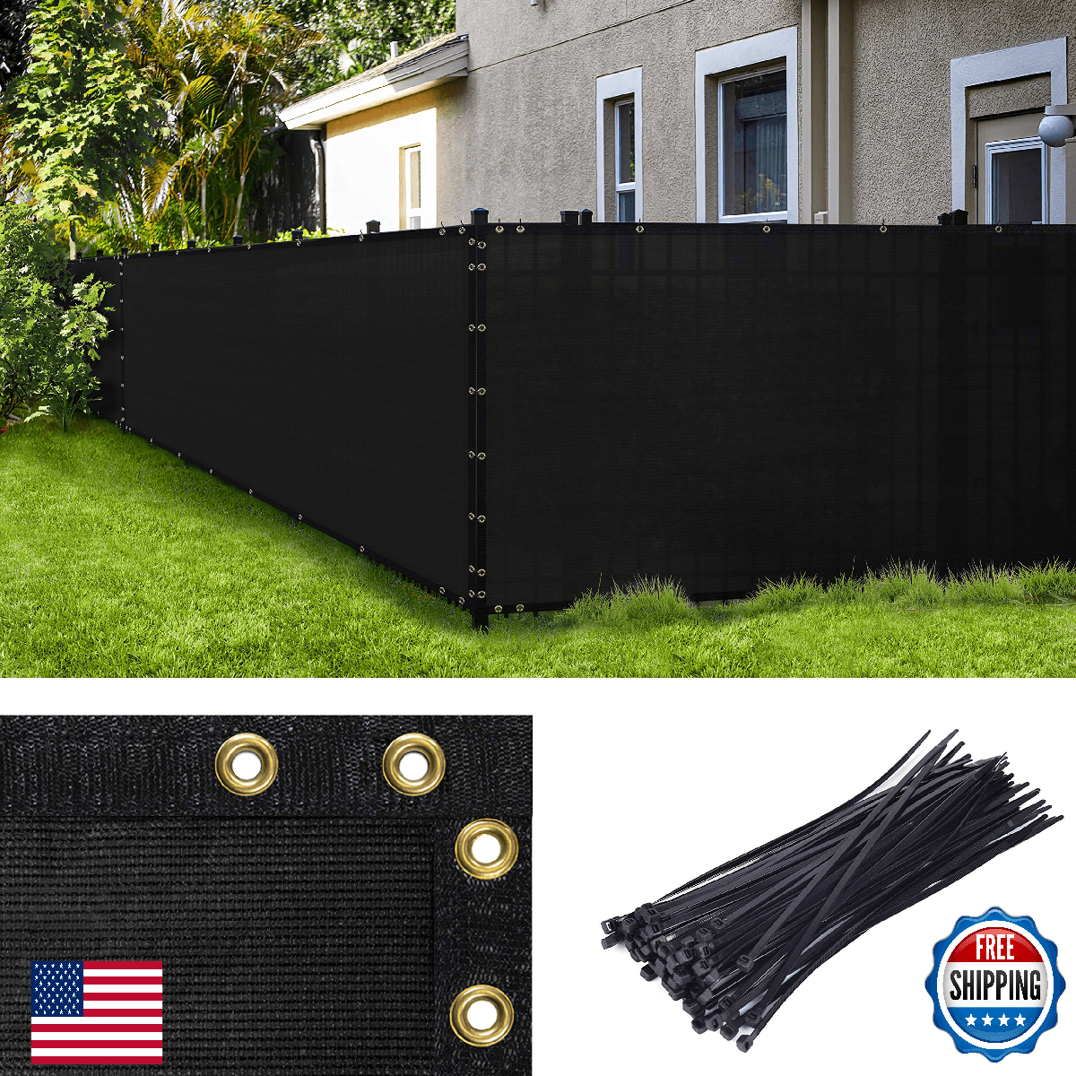 Amgo Black 5' x 20' Fence Privacy Screen, Commercial Standard Heavy Duty Windscr - Image 1