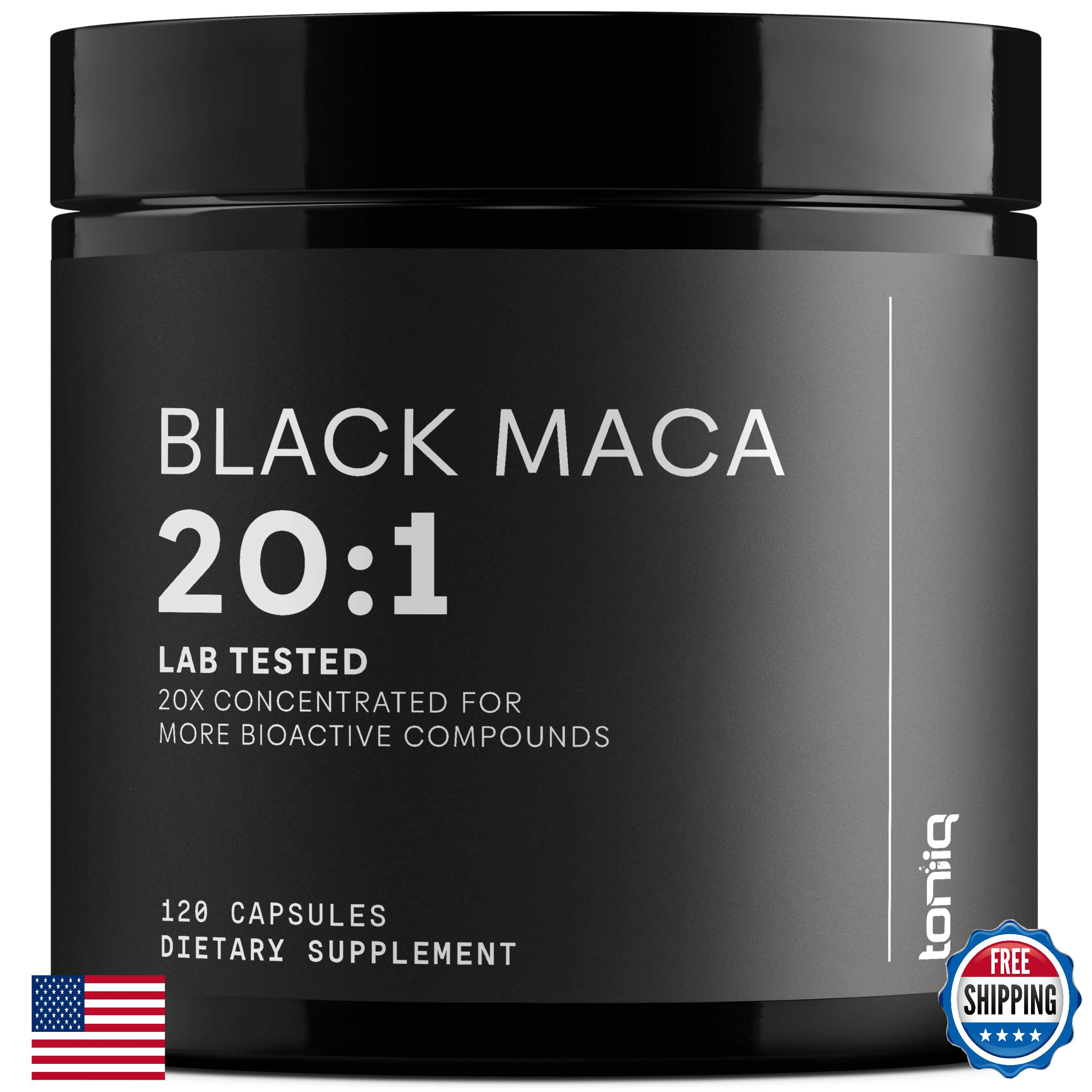 Toniiq Black Maca Root Ultra High Potency 20:1 Extract Single Origin Wildcrafted - Image 1