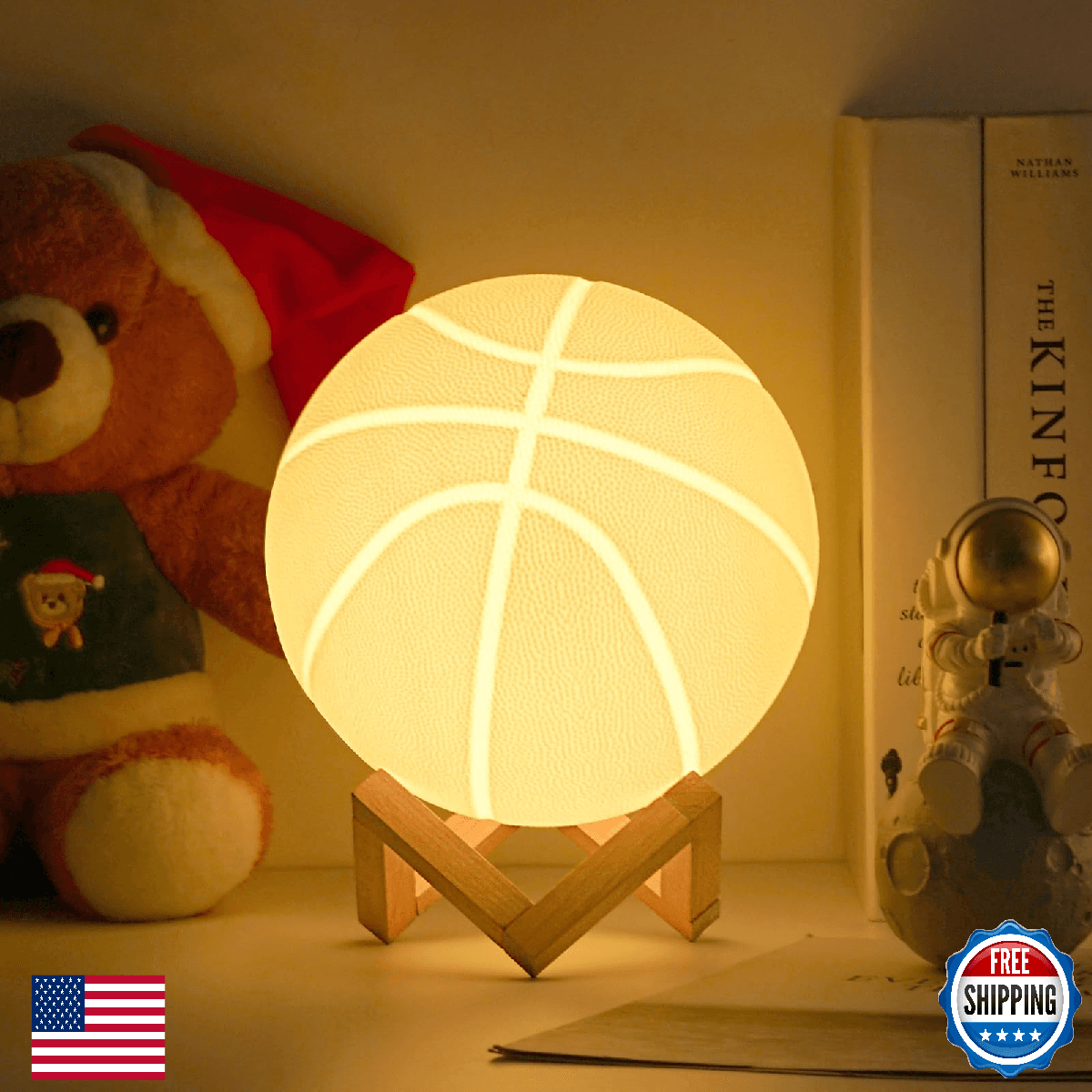 Olee Odee Basketball Night Light Kids Room Lamp Remote 16 Colors Sports Fan Gift - Image 1