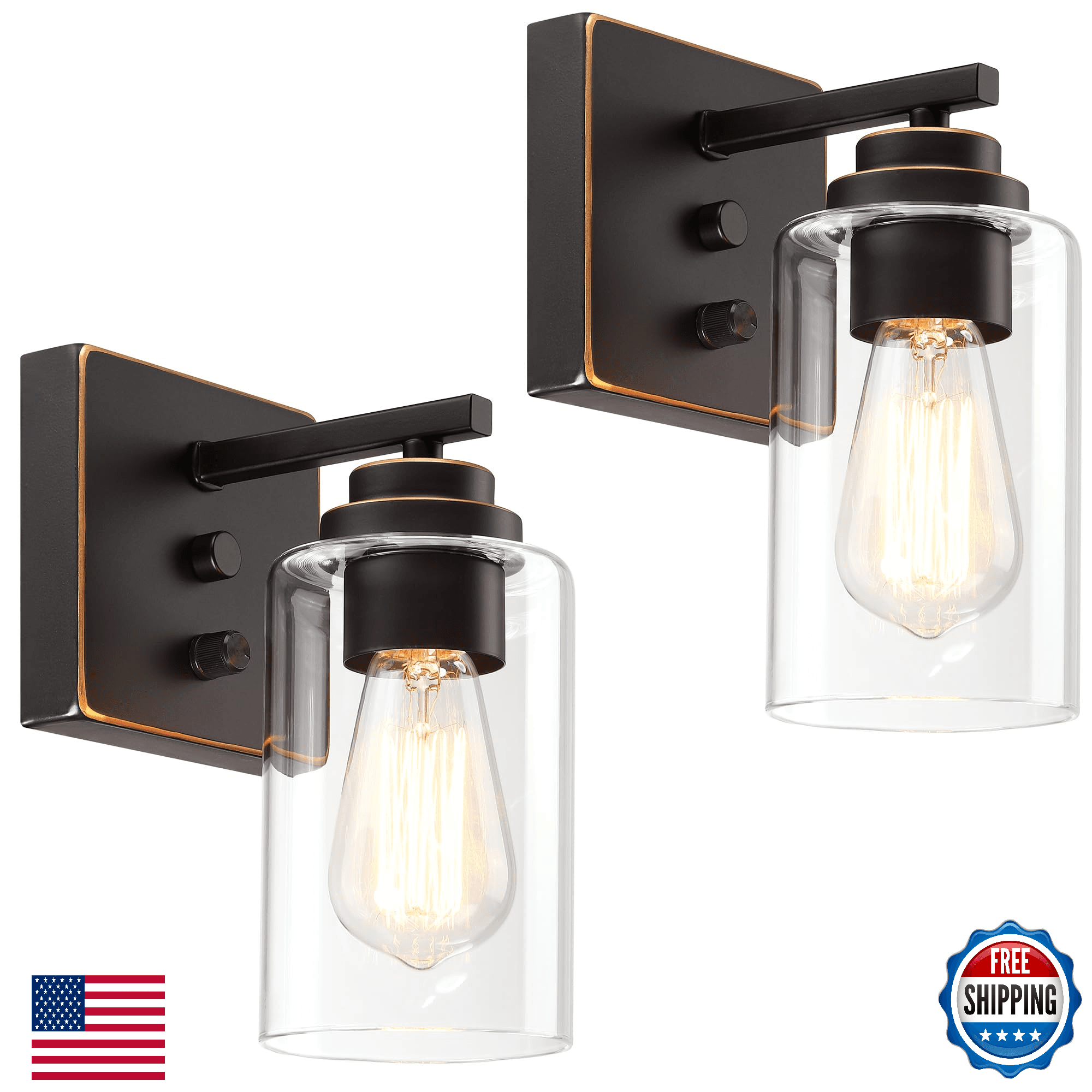 Pia Ricco Wall Sconces Set of 2, Bedside Wall Lamps with Switch for Bedroom, Mod - Image 1
