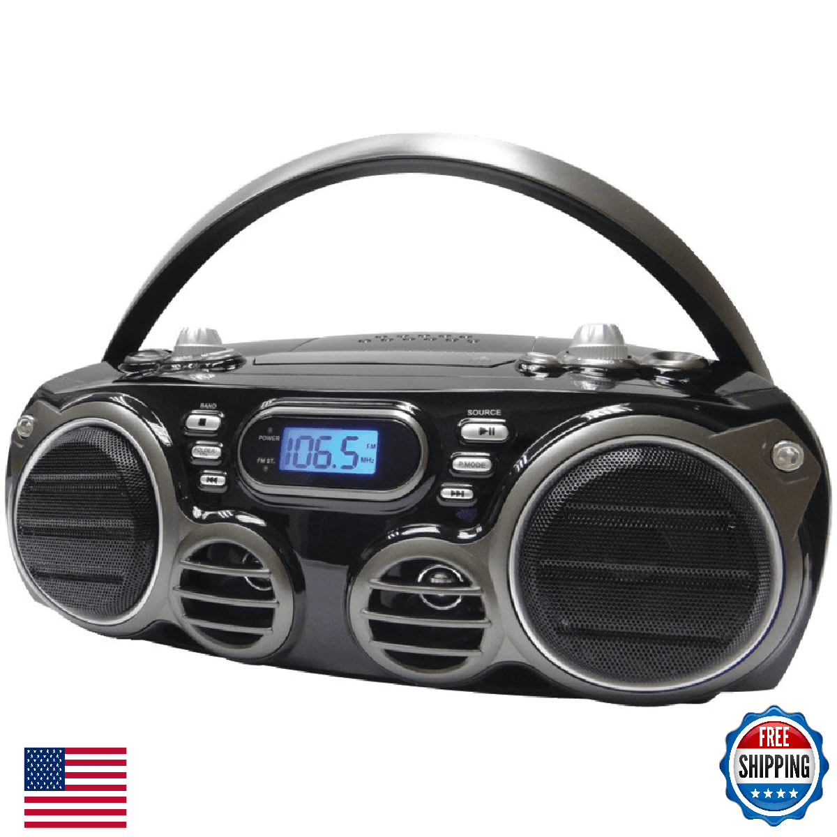 Sylvania Portable Bluetooth CD Radio BoomBox - Black - Image 1