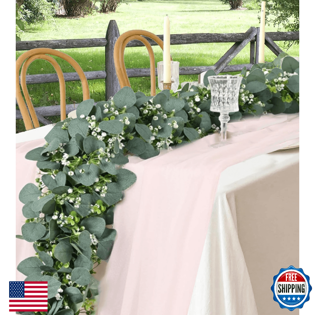 Eucalyptus Garland 6FT Artificial Ivy Greenery Fake Silver Dollar Eucalyptus Lea - Image 1