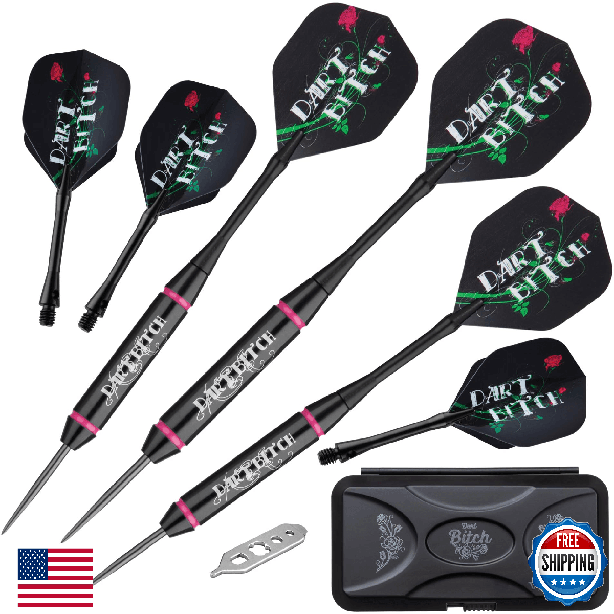 Viper Vanity Steel Tip Darts, Brass Barrels, Aluminum Shafts, Deluxe Case - Image 1