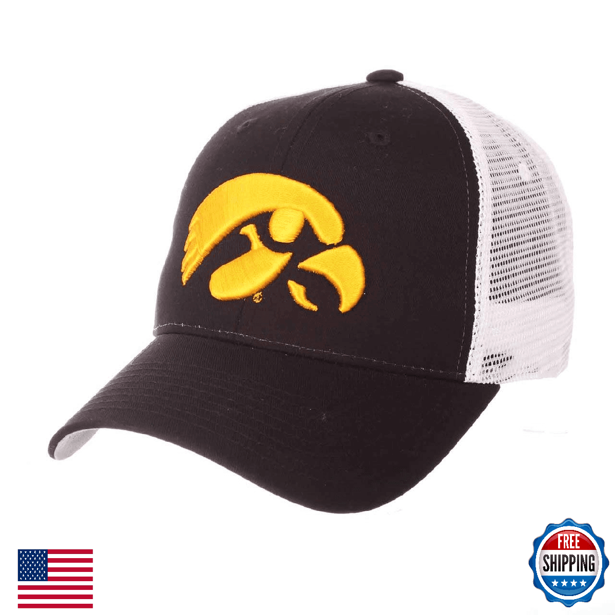 Zephyr Men's Iowa Hawkeyes Adjustable Snapback Hat Big Rig Iowa Hawkeyes Black A - Image 1