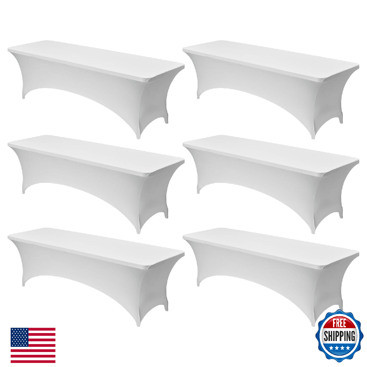 VEVOR 6 Pack Table Cloth for 8FT Rectangular Fitted Events, Wrinkle-Resistant St - Image 1