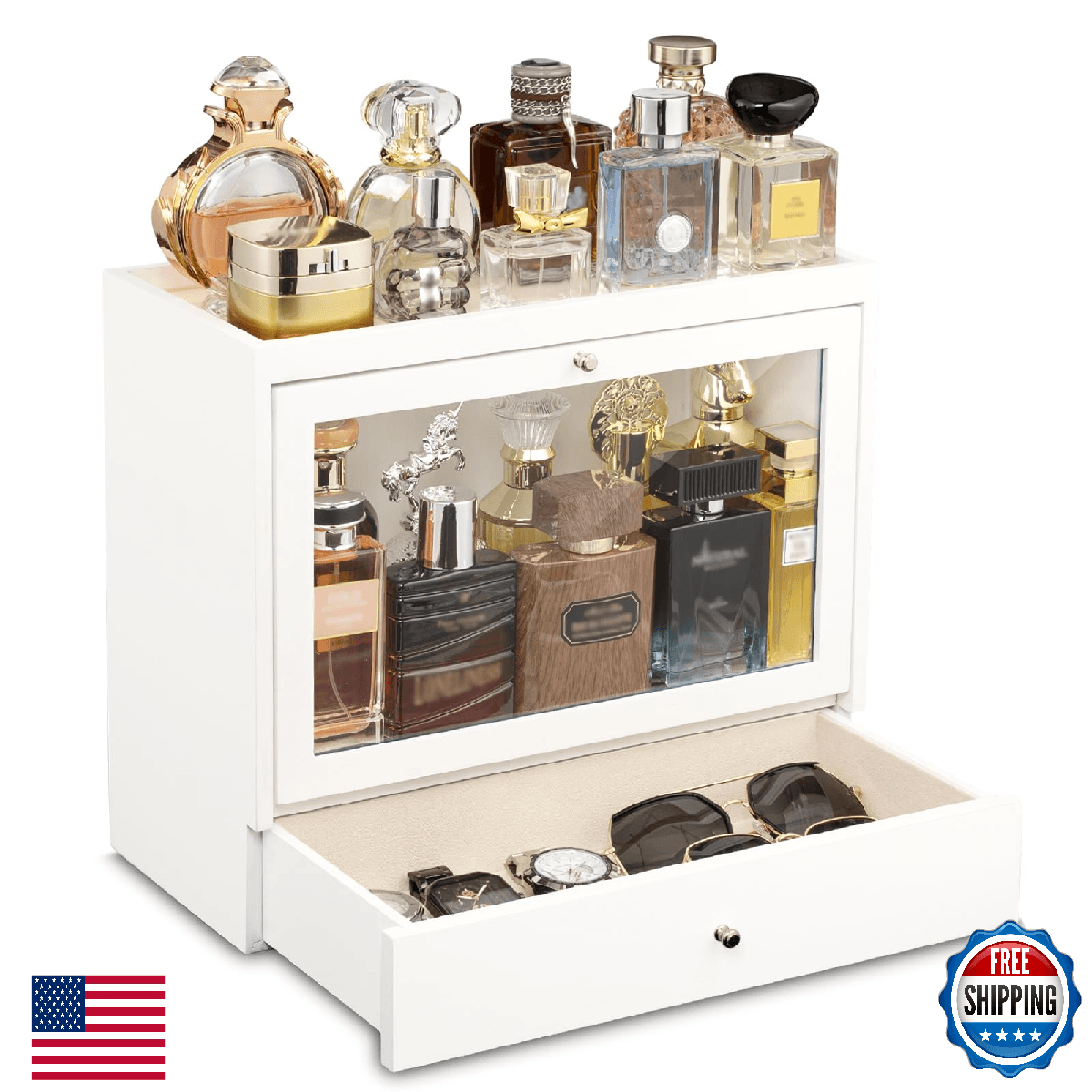 Emfogo Cologne Organizers Stand for Men, Solid Wood Perfumes Organizers Stand fo - Image 1