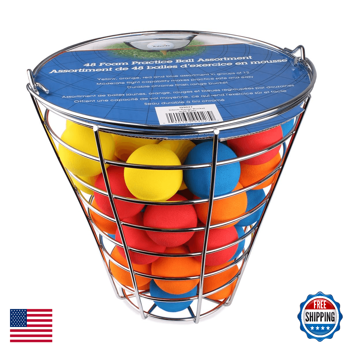 Intech 48 Multi-Color Foam Golf Balls & Metal Range Basket - Soft, Limited Fligh - Image 1