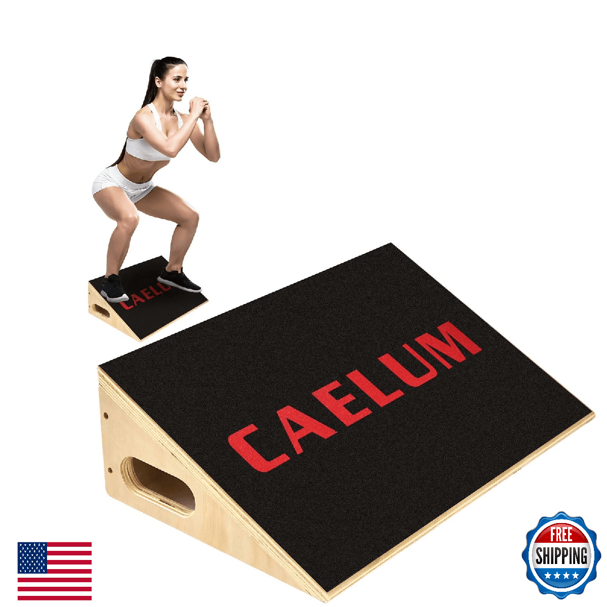 CAELUM Slant Board for Squats, Training Incline Board for Knees Over Toes, Woode - Image 1