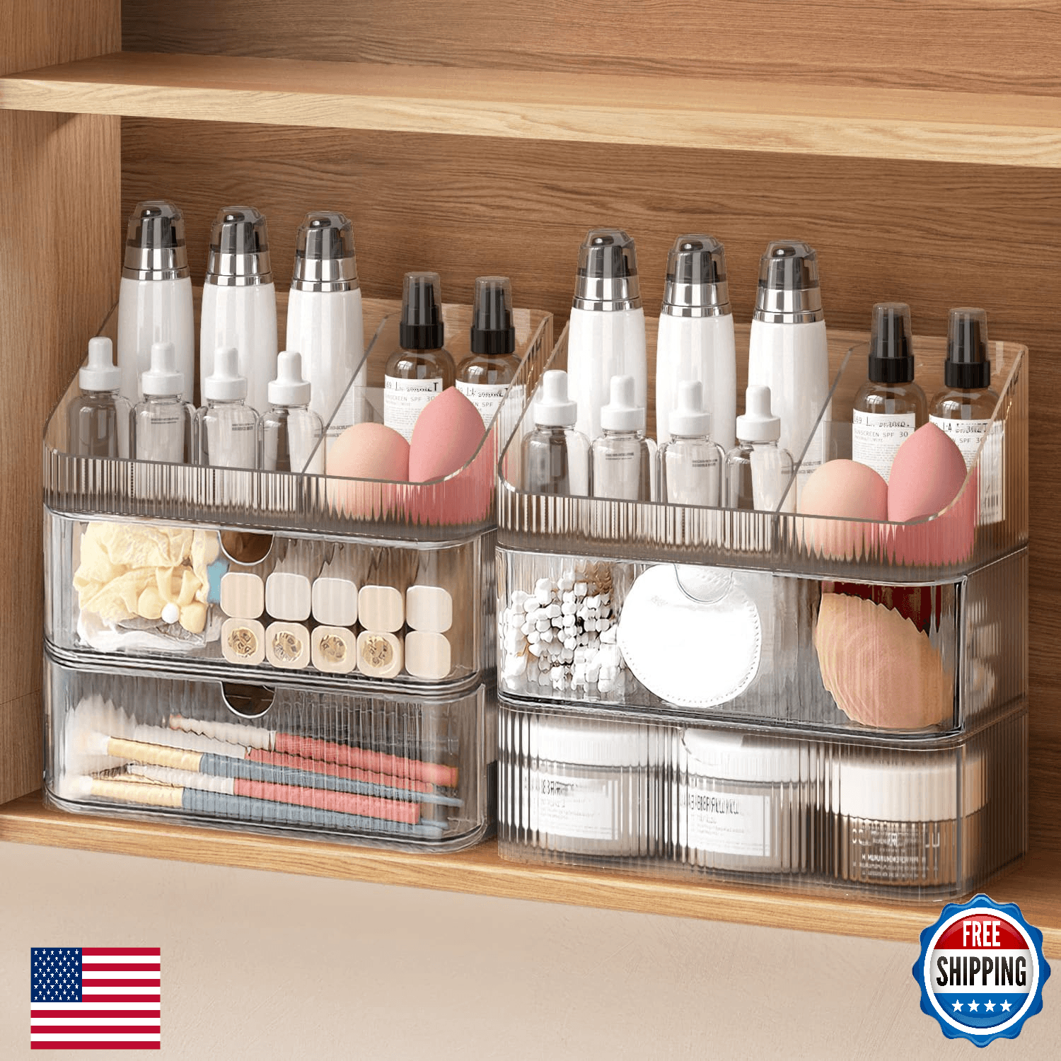 MEAJIO 6 Tier Stackable Medicine Cabinet Organizer Bathroom Mirror Cabinet Small - Image 1