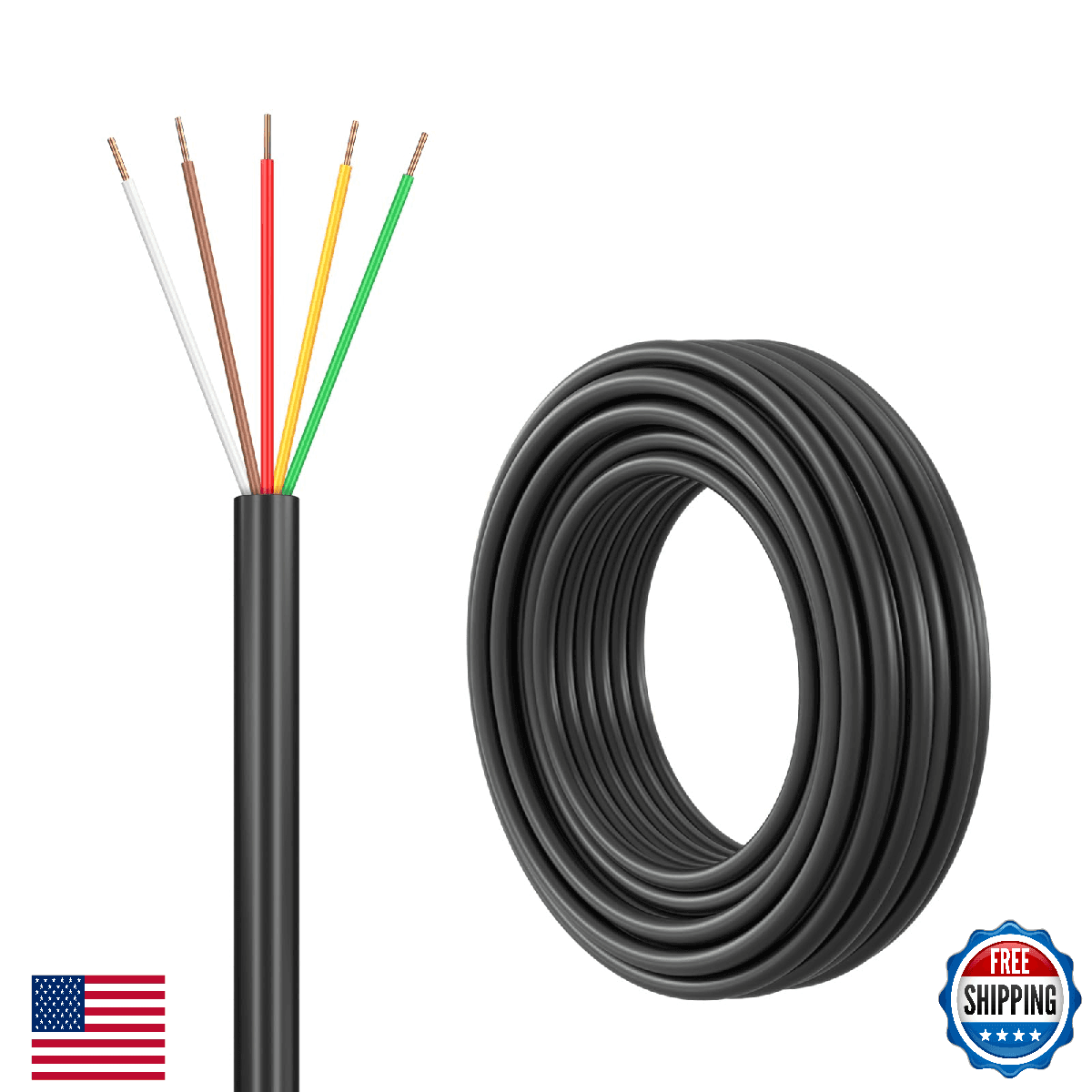 FIRMERST 18/5 Solid Sprinkler Wire for 4-Valve Systems, 30ft - Image 1