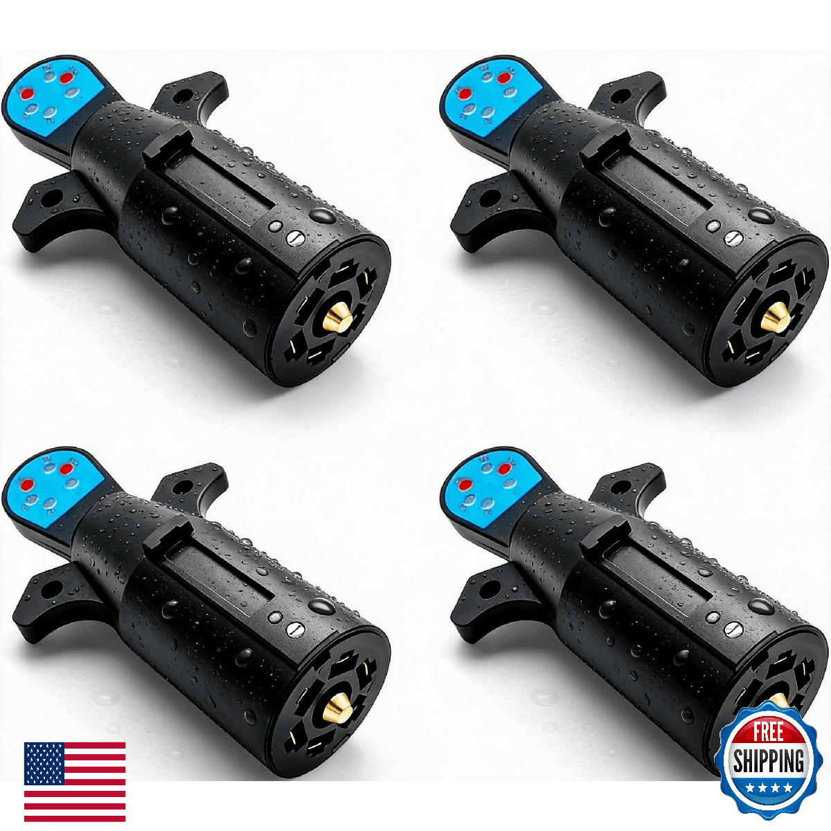 NEW SUN 4pc 7 Pin Trailer Plug Tester w/ LED Light, 7-Way Trailer Light Circuit - Image 1