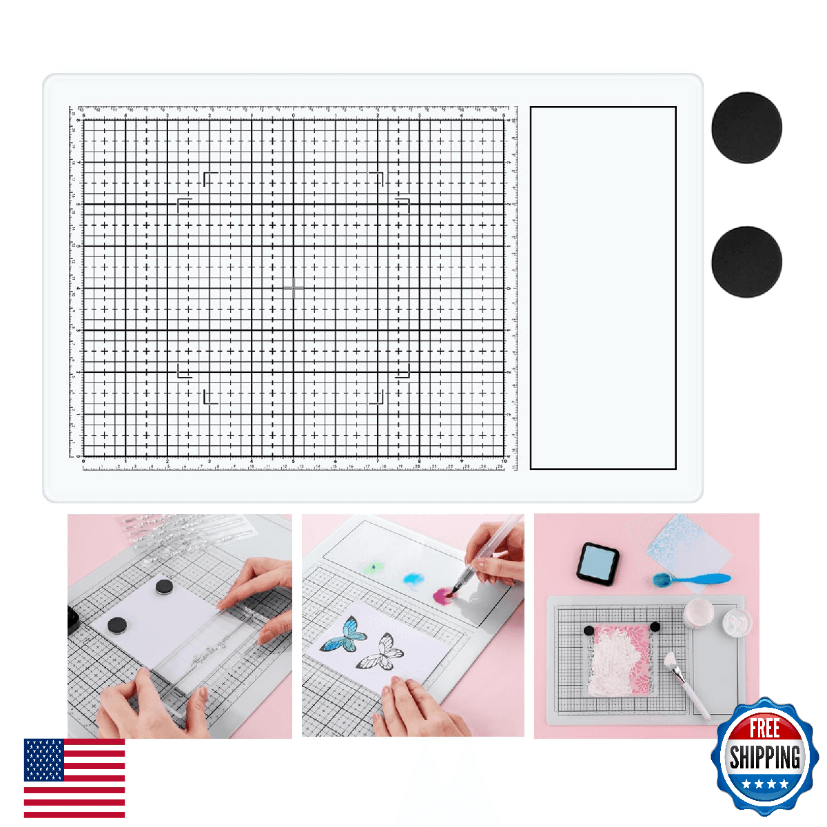 BAOFALI Magnetic Glass Craft Mat 15.75x10.24 Heat Resistant Media Cutting Mat wi - Image 1