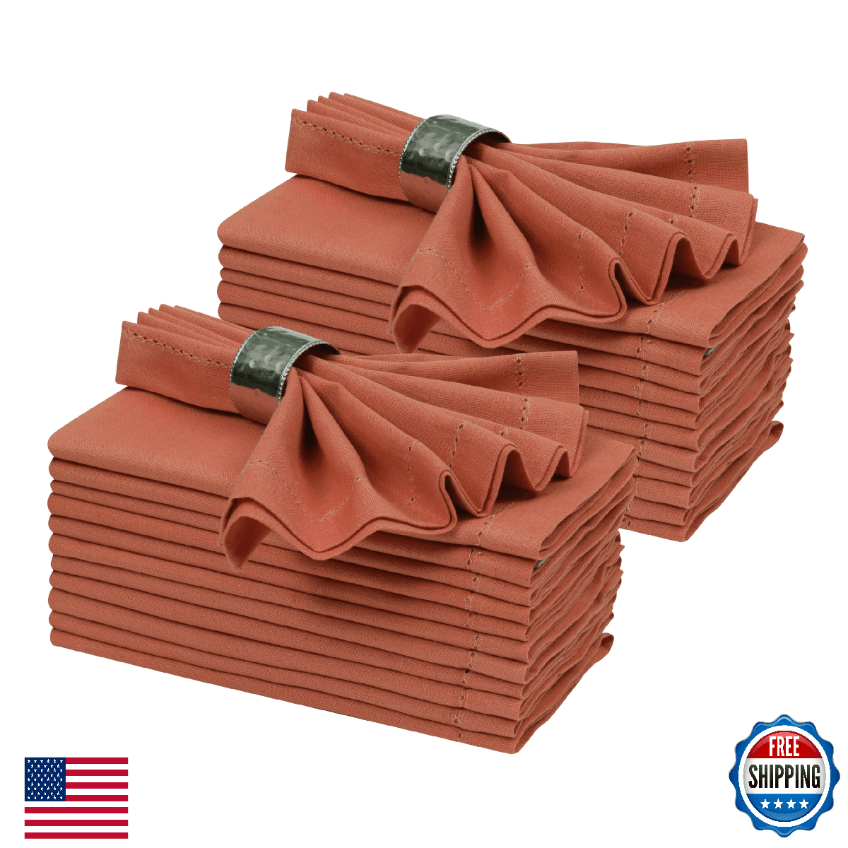 Ramanta Home Rust Cloth Dinner Napkin Set of 24-18x18 Inch, Premium Cotton Linen - Image 1