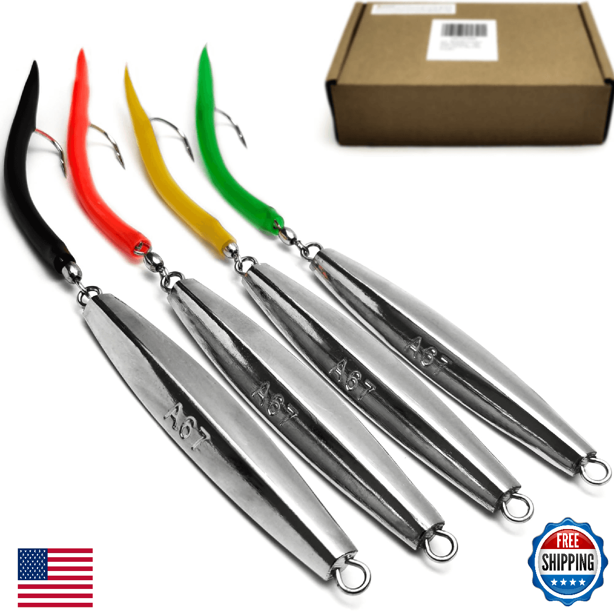 VMSIXVM Diamond Jigs Saltwater Fishing Lures 1-16oz Flat Metal Jigging Spoon - Image 1