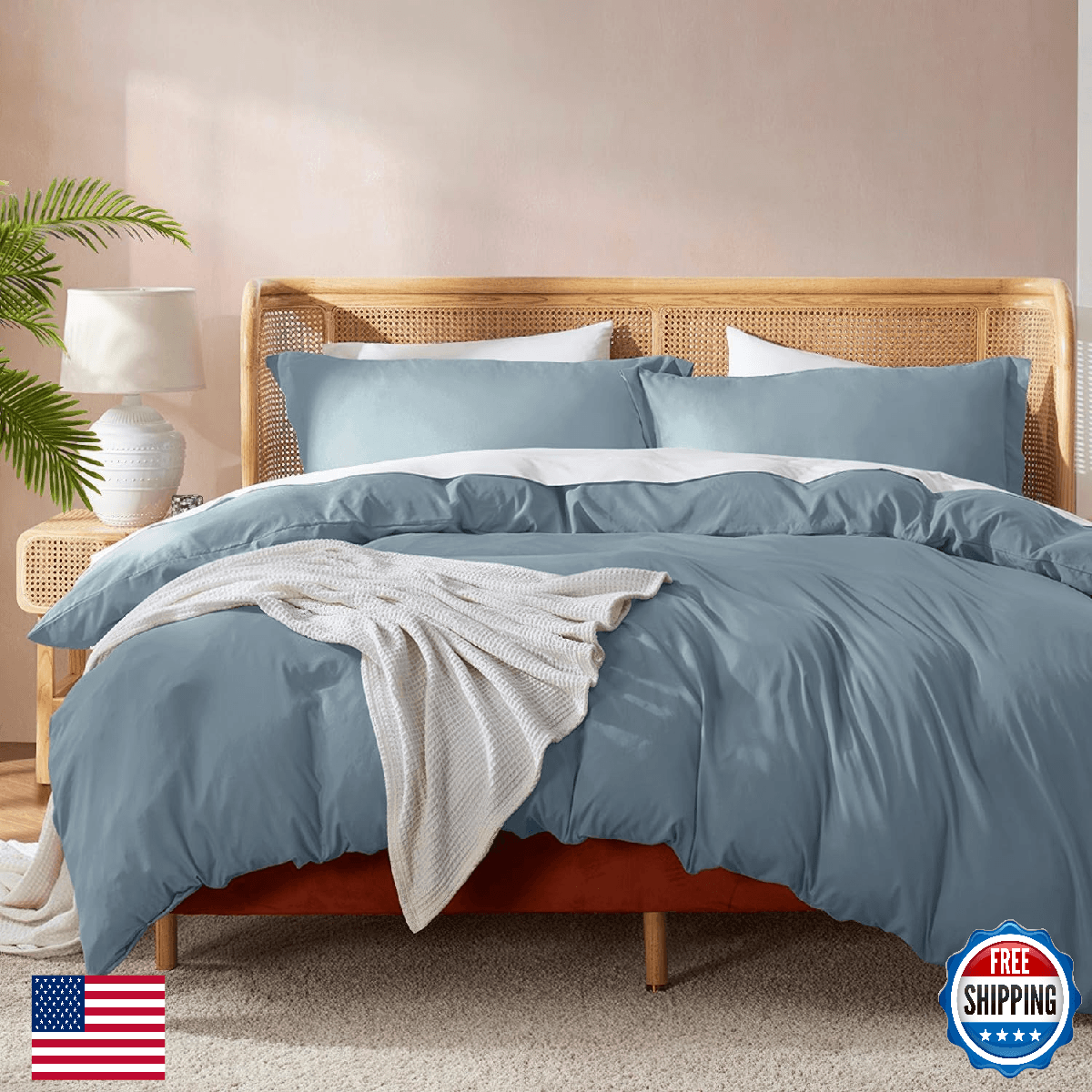Nestl Twin Duvet Cover Set with Comforter Insert - Stone Blue 3 Piece 68x90 Duve - Image 1