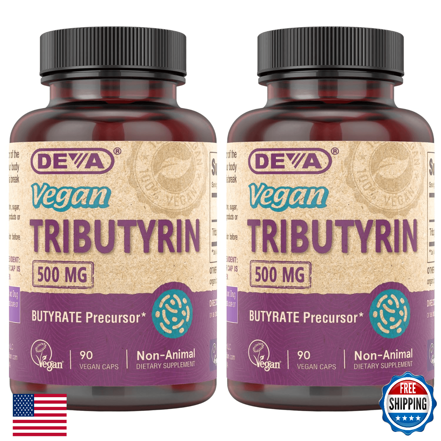 DEVA Vegan Tributyrin Supplement - Butyrate Precursor, Gut Barrier Support - Image 1