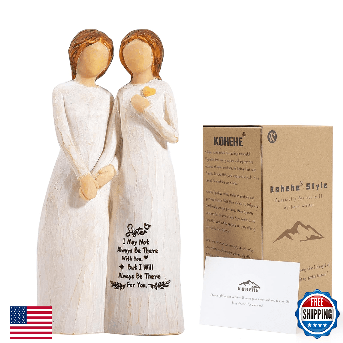 Kohehe Sister Gifts for Women,4.90” Sister Gifts Figurine for Best Friend,Sister - Image 1