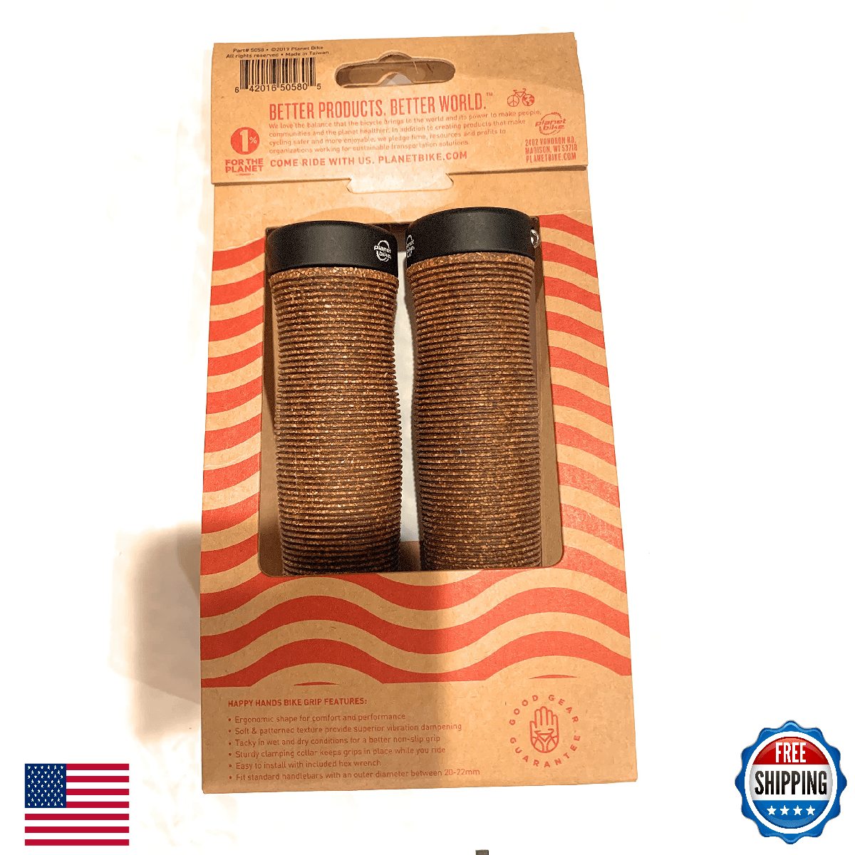 Planet Bike Happy Hands Dura Cork Handlebar Grips - Ergonomic Comfort - Image 1