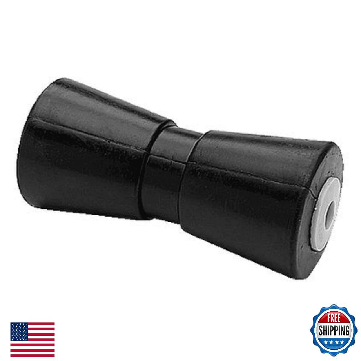 Heavy Duty 10 5/8" ID Black Rubber Keel Roller - 400 lb Max Load - Image 1