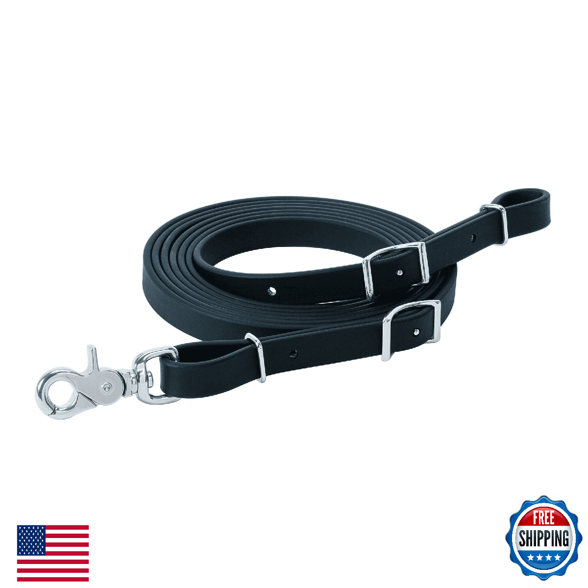 Weaver Leather Brahma Webb Trail Gear Rein Black 5/8" x 10ft - Image 1