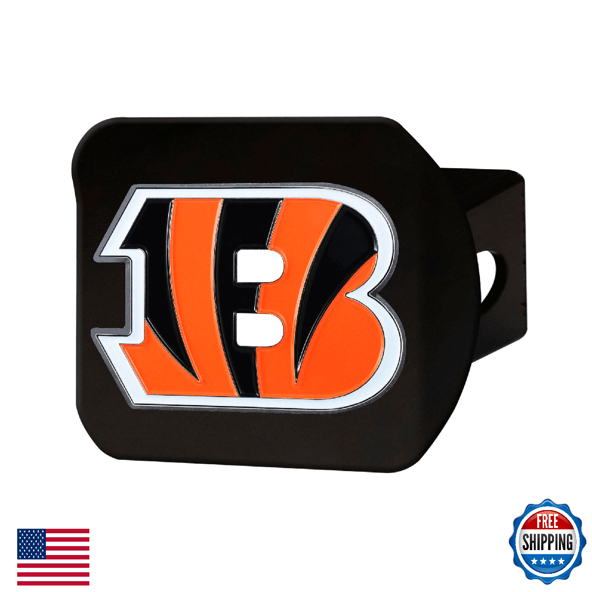Cincinnati Bengals NFL Black Metal Hitch Cover 3D Colored Team Logo by FANMAT - Image 1