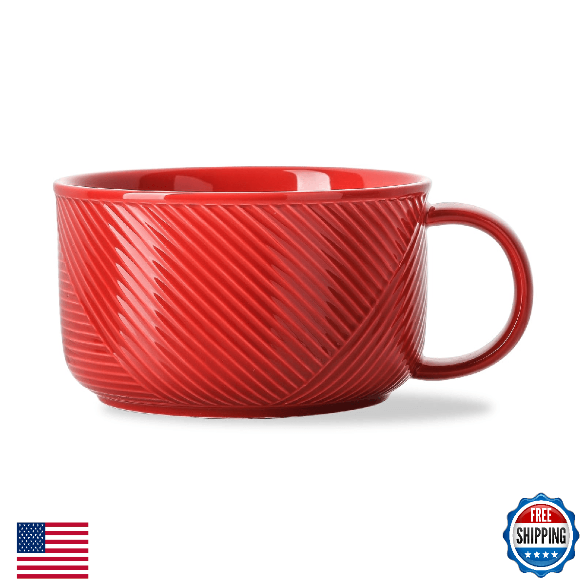 Adewnest 38oz Ceramic Soup Bowl w/ Handle - Microwave/Dishwasher Safe Noodle Mug - Image 1
