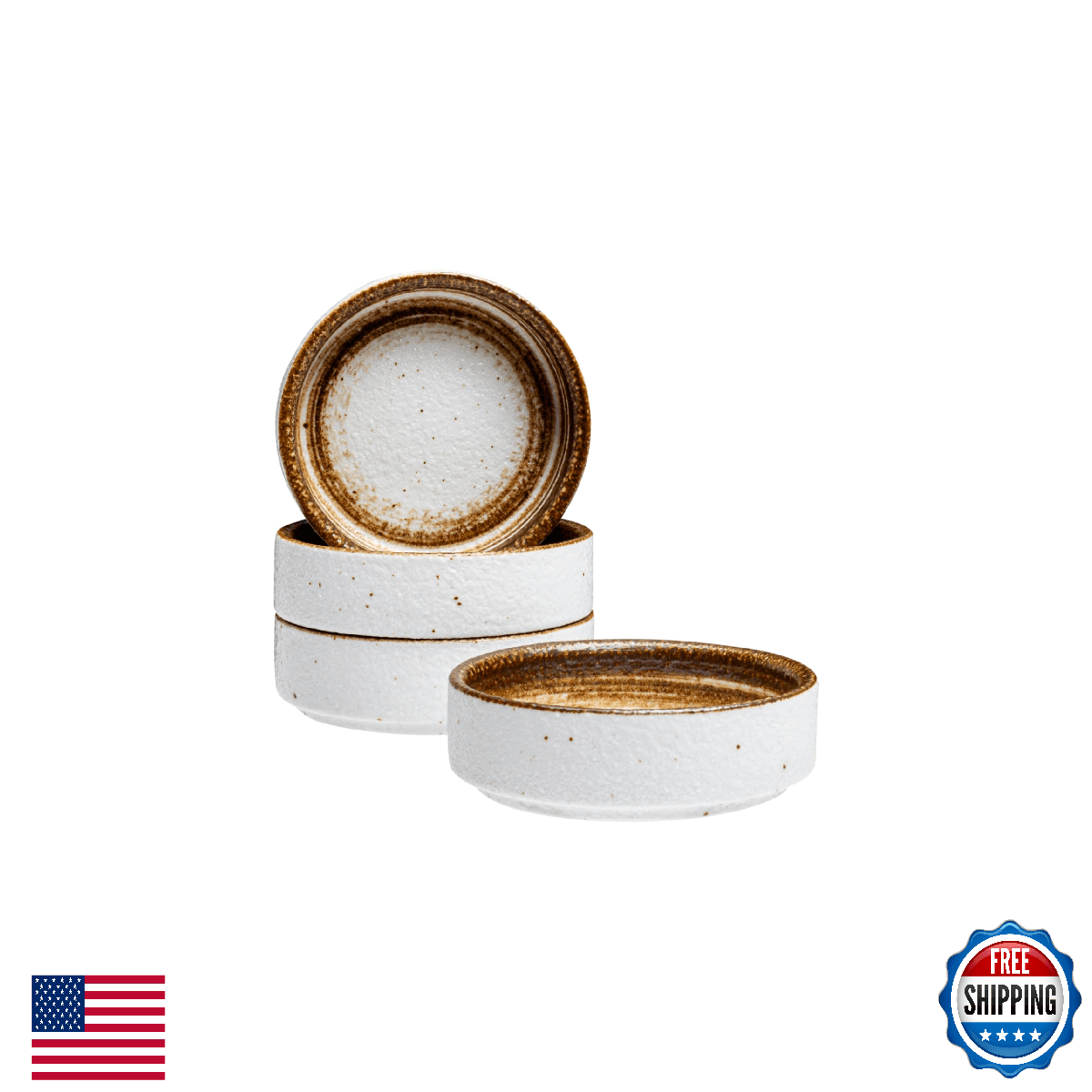 Vikko 4-Pack Mini 3" Stoneware Dipping Bowls Soy Sauce Dishes Cups for Dip - Image 1