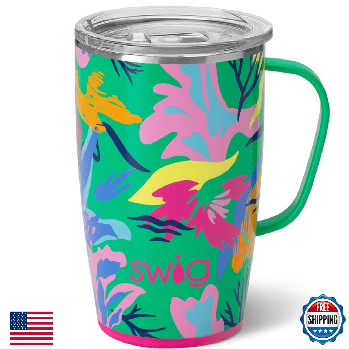 Swig Life 18oz Travel Mug Insulated Tumbler Handle Lid Cup Holder Friendly Dishw - Image 1