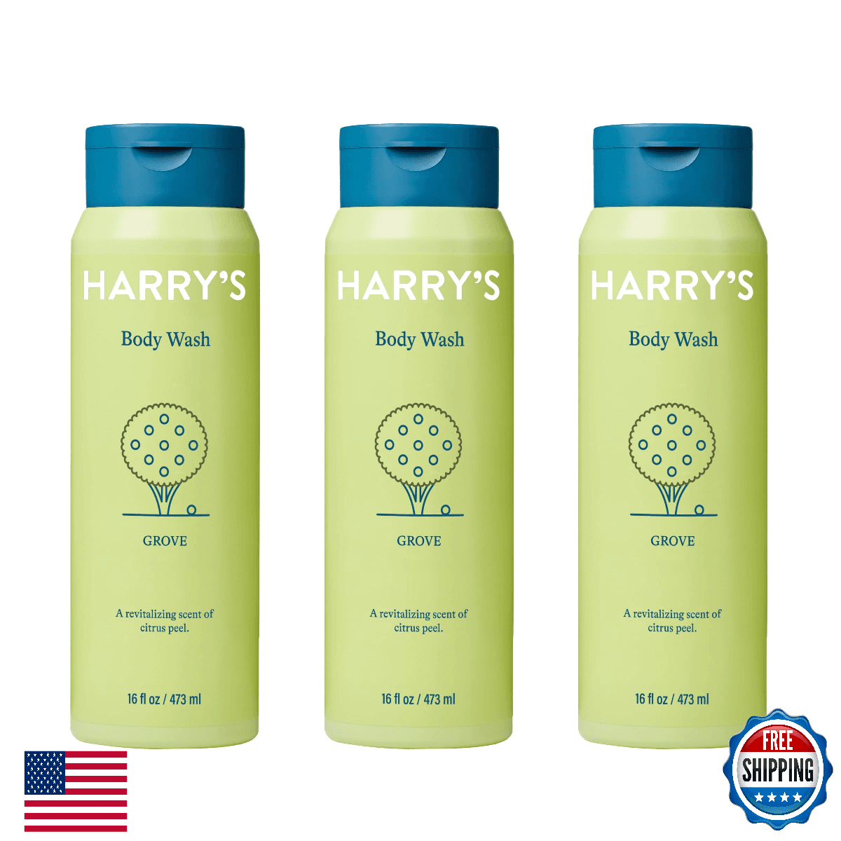 Harry's Men's Body Wash Grove Scent 3-Pack 16 fl oz Sensitive Skin - Image 1