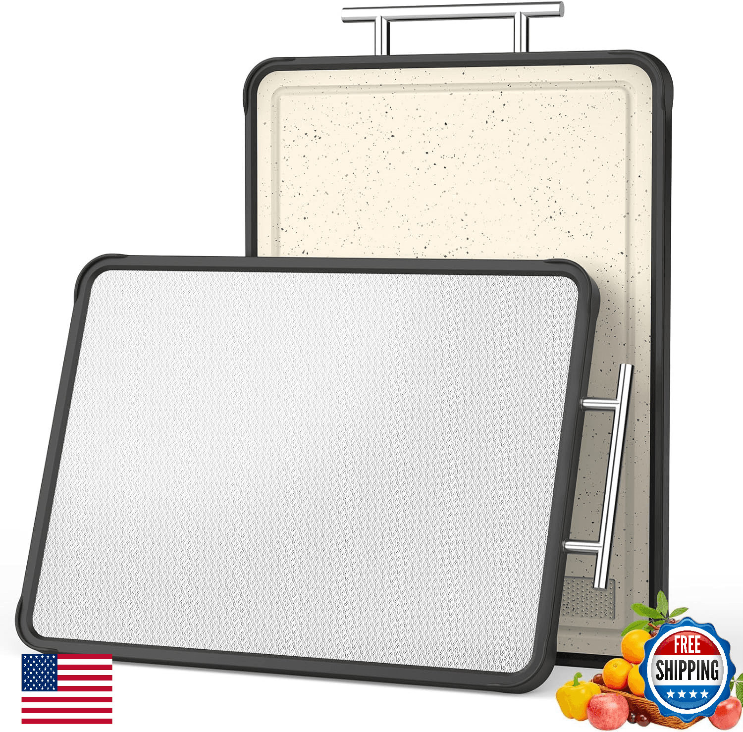 316 Stainless Steel Cutting Board Double-Sided - Metal & PP | Knife-Friendly - Image 1