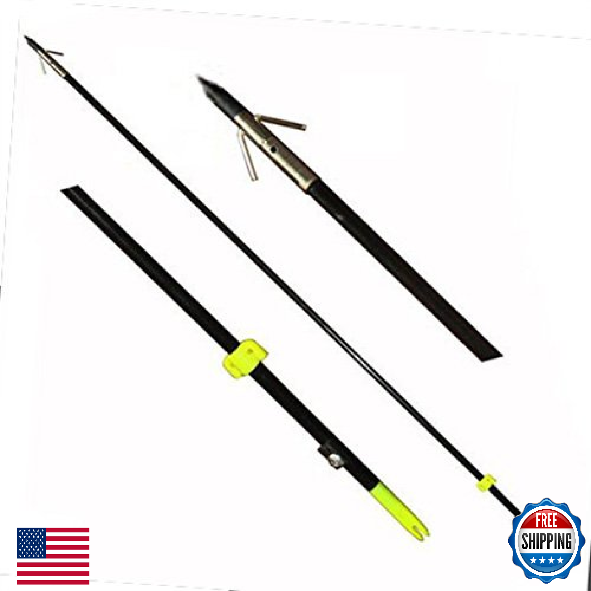 Safari Choice 3 Three 35" Bowfishing Arrows w/Broadheads Black - Image 1