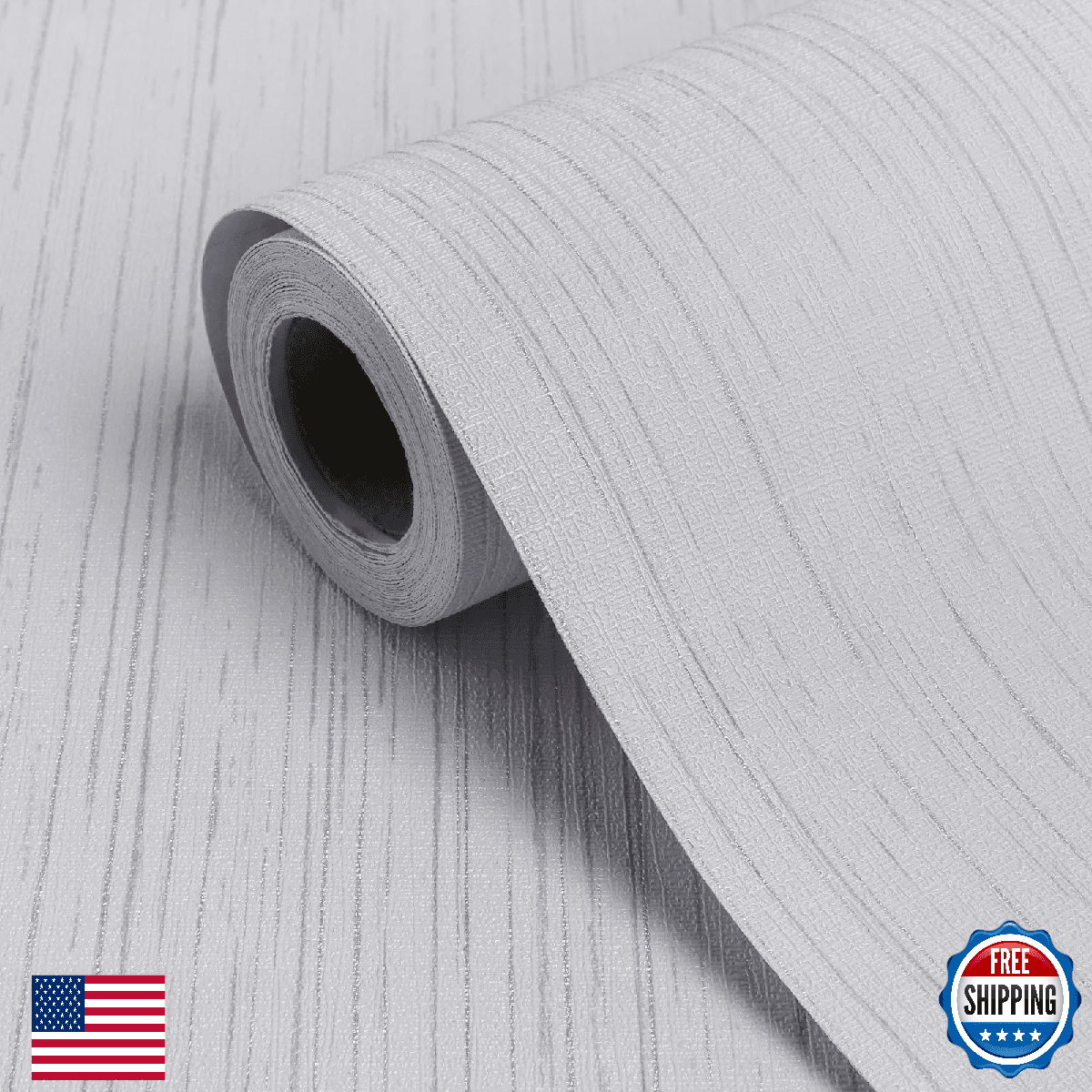 Biyoee White Grasscloth Peel & Stick Wallpaper Texture Contact Paper 15.7"x300" - Image 1