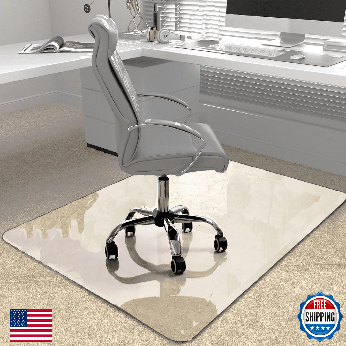 Office Chair Mat for Carpet & Hardwood Floor - Heavy Duty Desk Mat 48"x32" - Image 1
