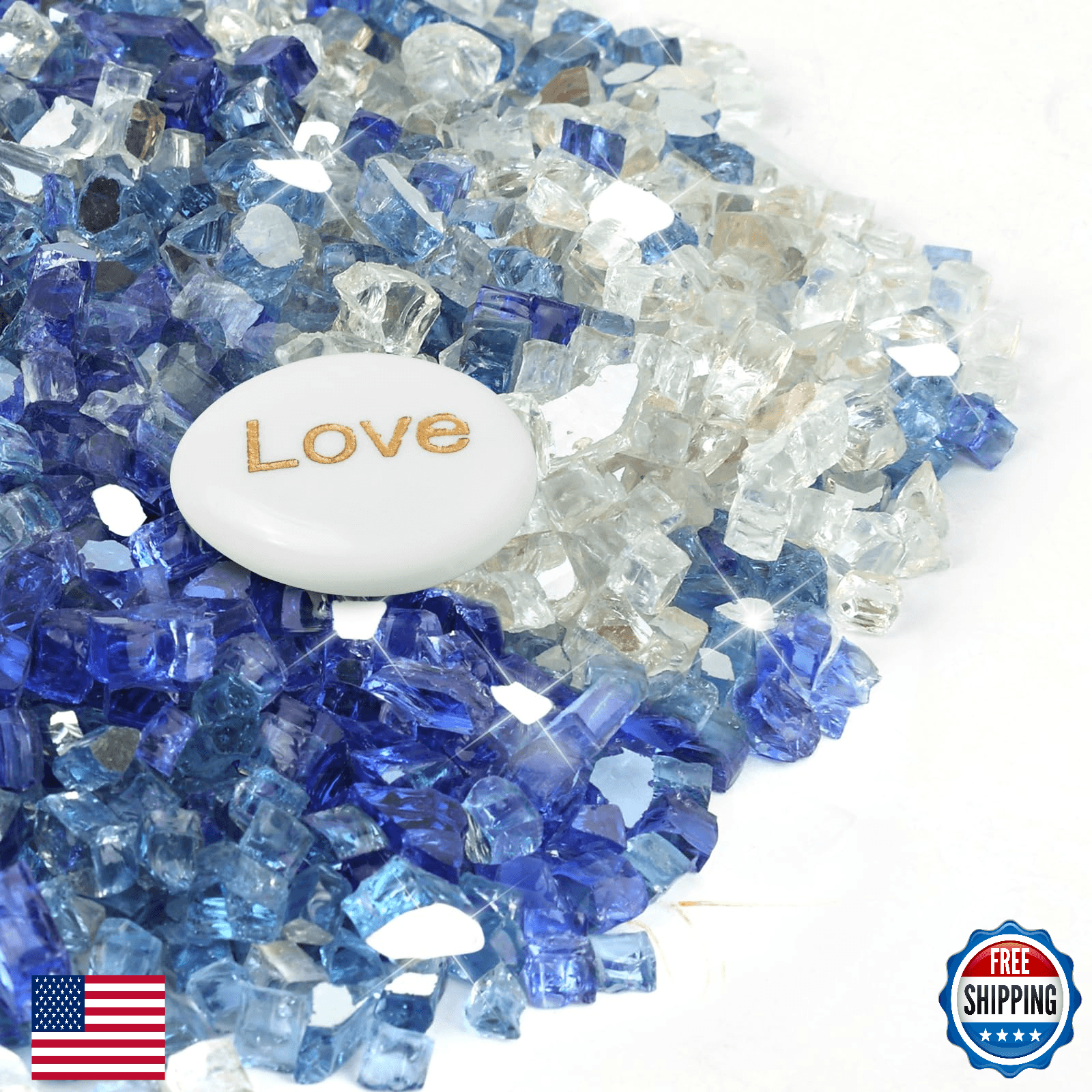 Lechloris 20Ib Fire Glass for Fire Pit - 1/2 inch Reflective Fire Glass Rocks fo - Image 1